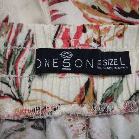 One 5 One | Floral Print Boho Elastic Waist Pants | Size L - Picture 8 of 11